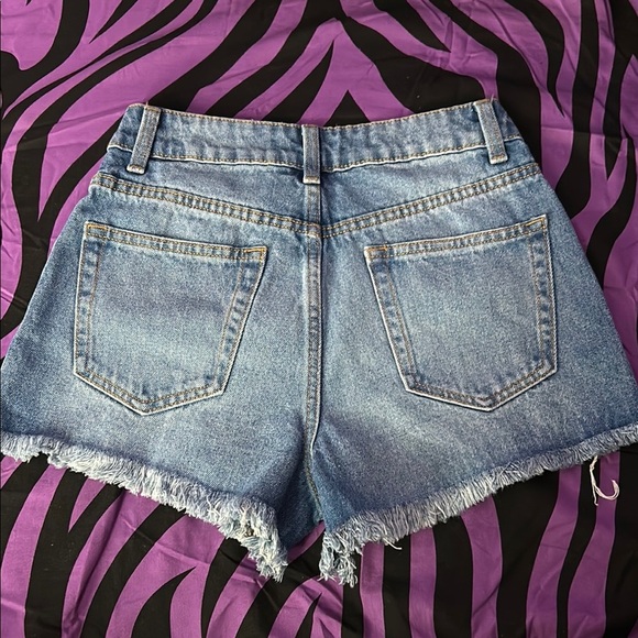No Boundaries Blue Jean Shorts Distressed High-Waisted - Picture 3 of 9